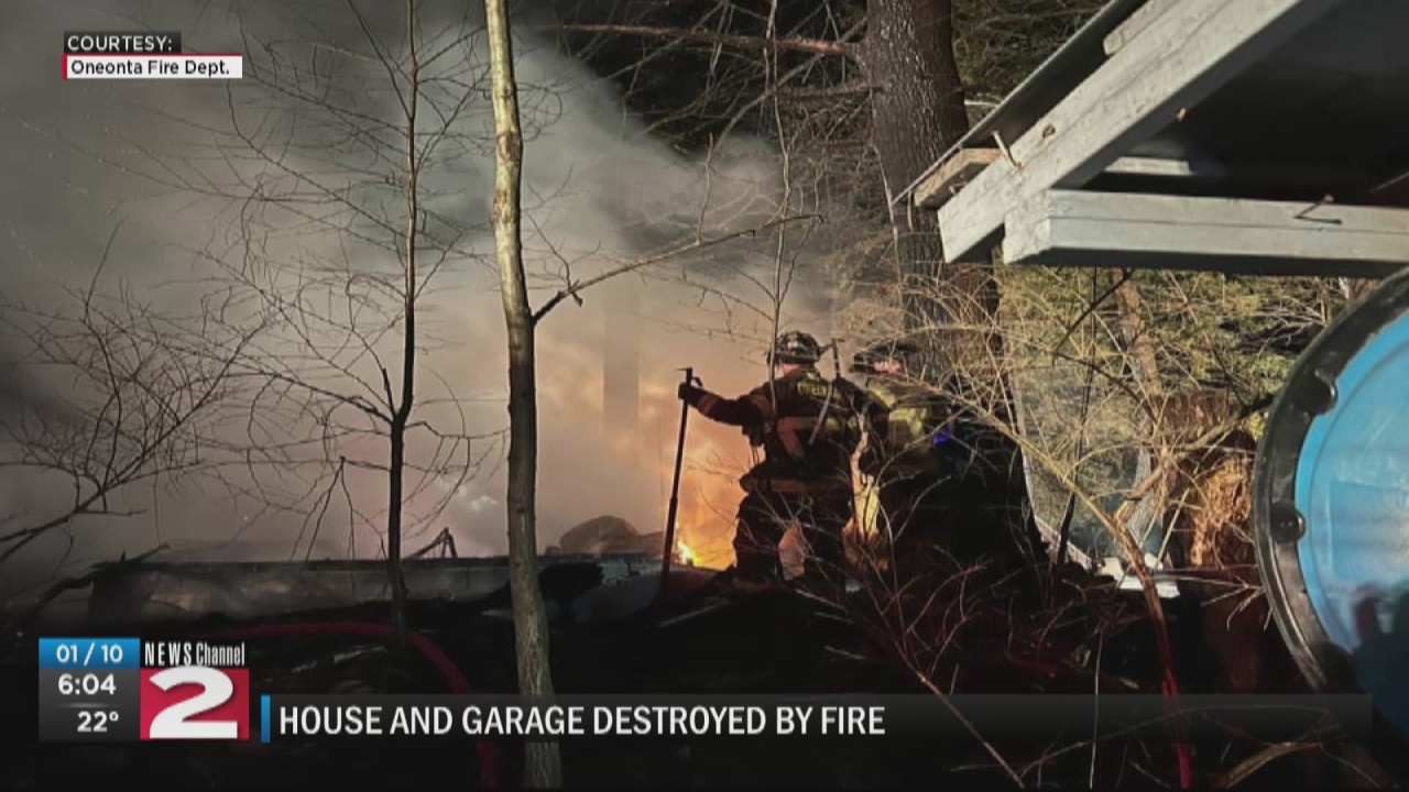House and garage destroyed by fire in Oneonta - Vimarsana News